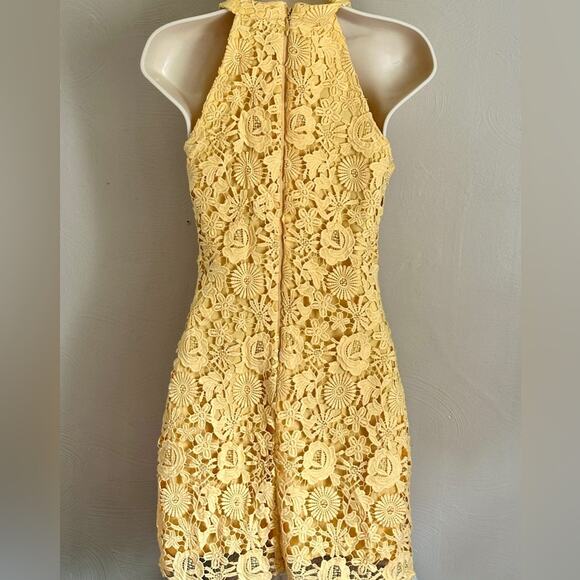 Lulu’s Woman’s Lace Halter Mini Dress - Butter Yellow Coquette Feminine - XS - Picture 5 of 9